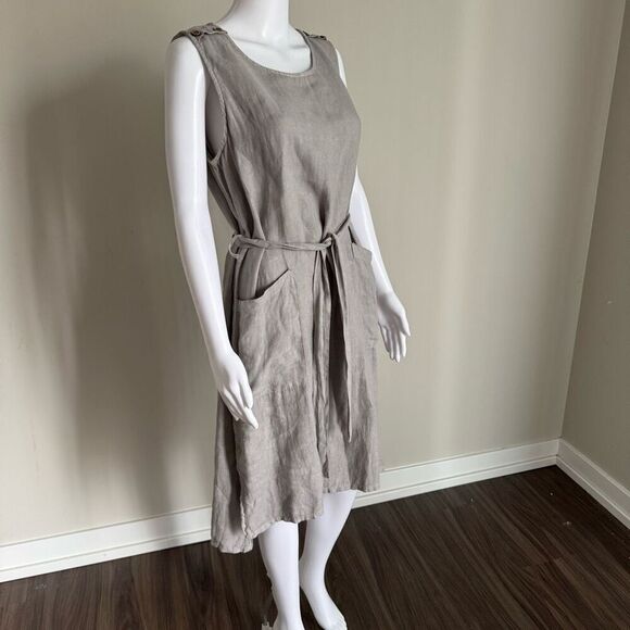 Terzo Millenio Made In Italy 100% Linen Dress Size L - Picture 3 of 8